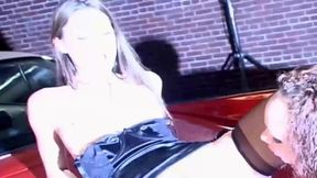 Babes fucking on the hood of a car