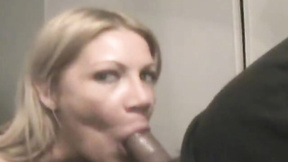 Amateur blonde swallows cum after a P-O-V blowjob