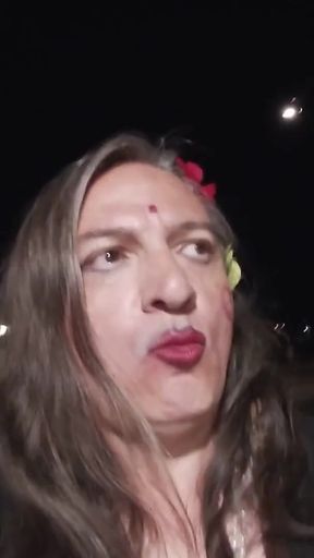 Captivating moment from "Sissy Fag is a Horny Mature CD in an outdoor sexy adventure in the public view"