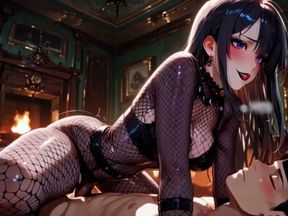 Ai Anime: a Busty Goth Asian Babe Gives a Blowjob and Fuck Me.
