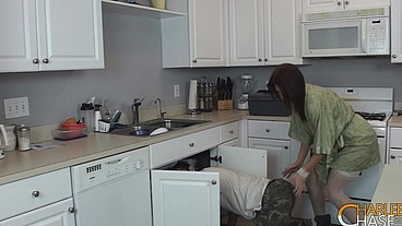 Charlee Chase Fucks The Plumber! She Got Facialized In The Kitchen!