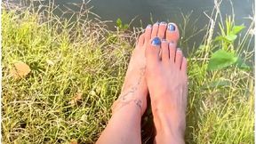 Barefoot River Walk in Summer