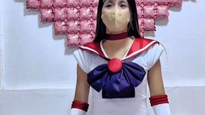 Fiery Sailor Anime Girl Bounces & Straddles Foil Balloons Until They Burst ..... KITTY