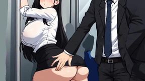 Anime GF gets seduced by hot train man