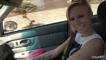 Petite blonde short hair Teen with big clit and small Tits Pick Up and talk to Fuck by older Guy