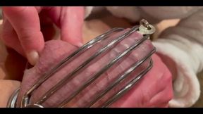 Chastity Belt First Time on His Dick and Ruined Orgasm