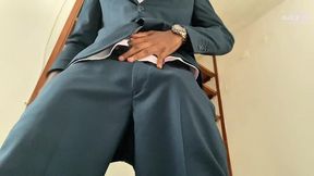Watch Daddy Wear a Suit and Masturbate His Big Cock While Moaning Loudly