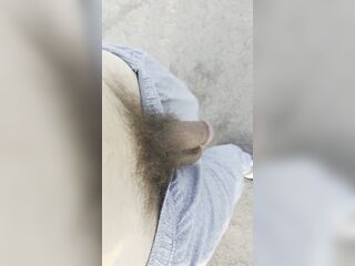 Large dong pissing and cumming outside