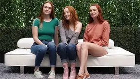 Three redheaded beauties share lucky guy's ass