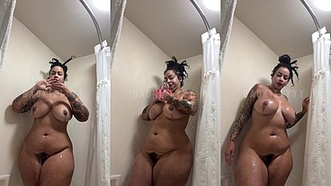 BBW Caught Making Slutty Twerk & Shower Tease