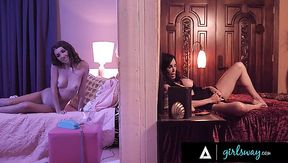 Busty seductive milf and her horny and sweet stepdaughter have amazing lesbian sex