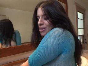 The big titted model lets an old guy use her body