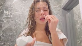 Wet sneezing in the bathroom (custom video)