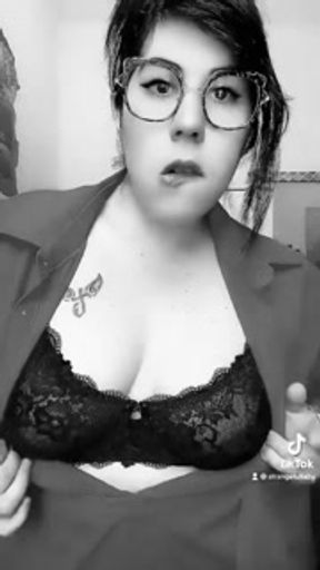Sexy nerd girl smokes