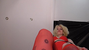 Giantess Red Nylons Stomping!