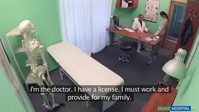 Nurse catches you boning a patient over your desk in a fake hospital.