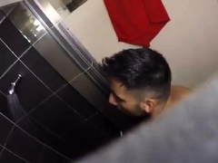 Str8 spy guy in hostel shower jerk part 1