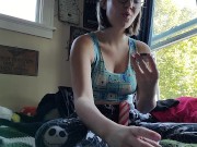 Early morning pj smoke session and masturbation