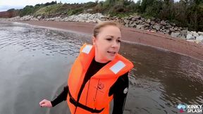Strapped Tight &amp; Floating Free - Sexy Wetsuit Life Jacket Test