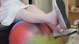 White Stockings & Ballet Flats (on rainbow yoga ball)