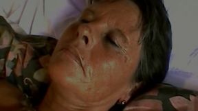 Retro granny in sexy dress and black stockings loves classic hardcore fuck