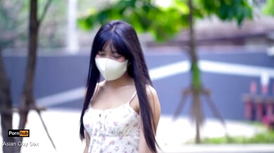 Kawaii Japanese girl in floral dress submits to bondage with her partner