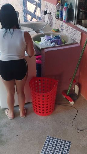 The boss left and the maid couldn't resist my erect dick   Clip 1