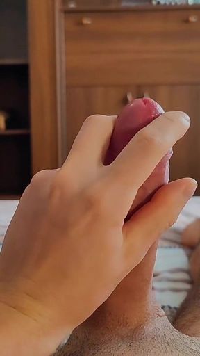 A Young Guy with a Big Cock Lies on the Bed and Moans Loudly to a Strong Orgasm - Alex Huff