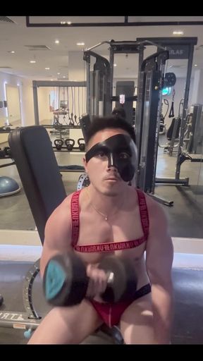 Flexing at Gym