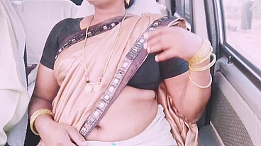 Beautiful sraee call girl car sex Telugu dirty talks.