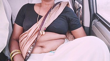 Beautiful sraee call girl car sex Telugu dirty talks.
