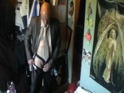 irish business man big cock edging jerk-off in office