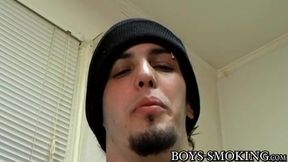Kinky straight Billy da Kidd strokes and smokes with buddy