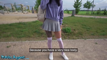 Public Agent - gorgeous natural young and skinny college girl takes Euros for outdoor flashing and sex outside with big dick