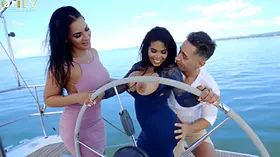 Chesty Honey Demon and Kesha Ortega impressive threesome in the boat