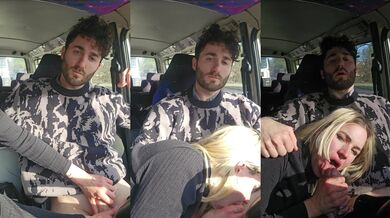 Car bj happy tasty cum in mouth