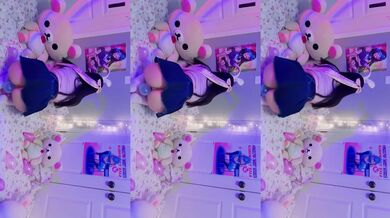 Big ass Asian babe’s balloon pops make her ass shake then POP!
