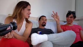 behind the scenes, as if you were with a trans woman and two big dicks!