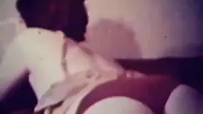 Vintage movie scene with skinniest red panties blonde and brunette chicks in a threesome