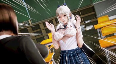 Blonde waifu teases skinny guy with nylon feet until he blows his load