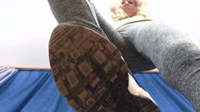 Long-legged miss fools around and demonstrates Nike sneakers for tiny, fc169x 1080p