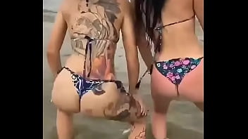 Gatas dan&ccedil_ando e rebolando de bikini