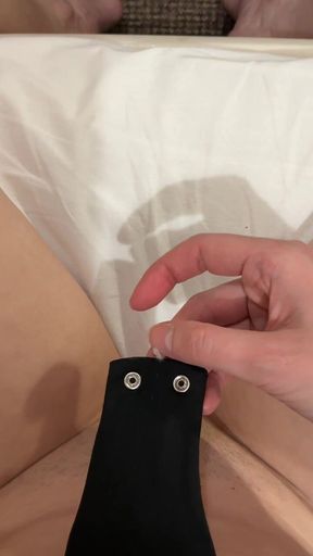 After Walk Creamy Panties - Slim Russian Girl in Black Bodysuit Shows Heavy White Discharge
