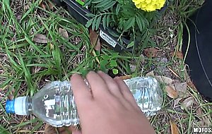 Big titty Jasmine gives BJ in the garden