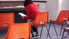 College Girl Flashes Her Red Panties And Pert Bum In Front Of Teacher