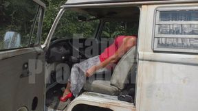 Lucy Seat Squishing in Red Stiletto Pumps