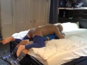 silicone muscle man plays with cyclist dummy part 2