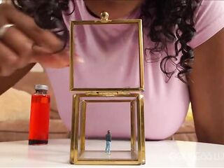 Step-sister's Only Vore- Ebony Female-slaver Luna Law shrinks you, make you cum in the palm of her hand an