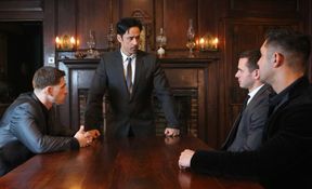 The meeting starts serious and it quickly turns sexual