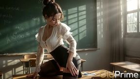 i locked myself in the classroom with my horny elderly teacher and punished this mature bitch hard with my huge cock right on the teacher s desk [ai]